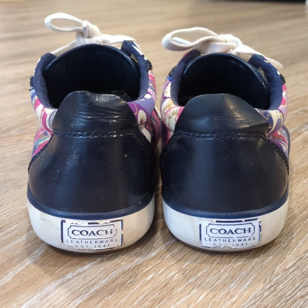 💗💙Coach Women's Pink and Purple Patterned Sneakers size 5.5💗💙 GORGEOUS!!!💙 - Picture 4 of 11